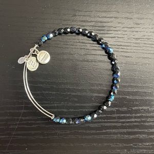 Alex and Ani silver tone blue/black iridescent bead bracelet